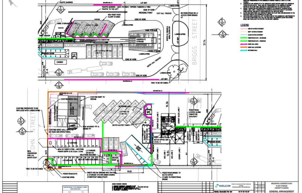 Concept image of Holcim’s proposed Carlisle concrete batching plant redevelopment featuring silos, aggregate tower and upgraded infrastructure.