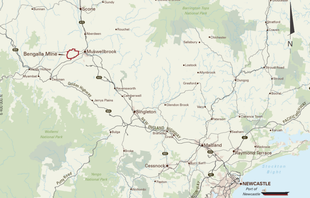 The Continuation of Bengalla Mine – Modification 8 project involves Bengalla Mining Company Pty Ltd undertaking road realignment, ROM pad expansion, and environmental upgrades to support ongoing coal mining operations near Muswellbrook through to 2039.