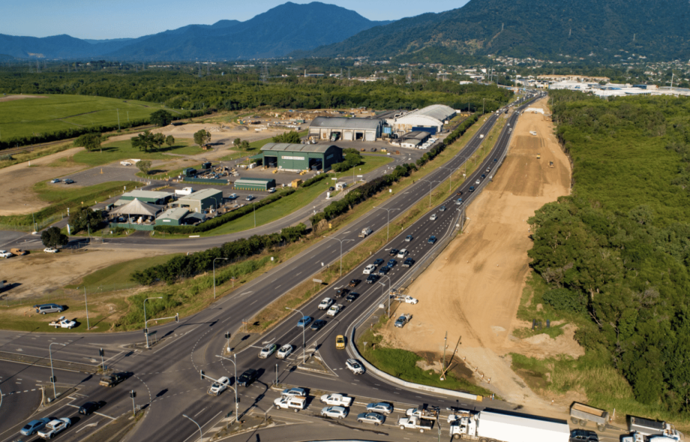 Artist impression of a road upgrade project showing improved highway infrastructure in a regional setting