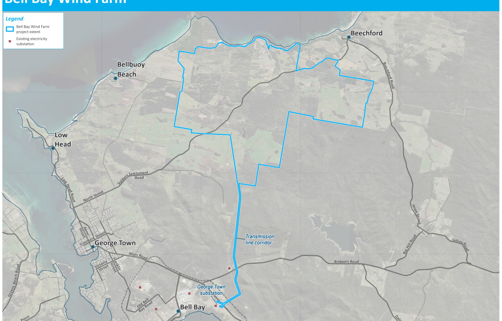 The Bell Bay Wind Farm will be located in the Northeast Tasmanian Renewable Energy Zone.