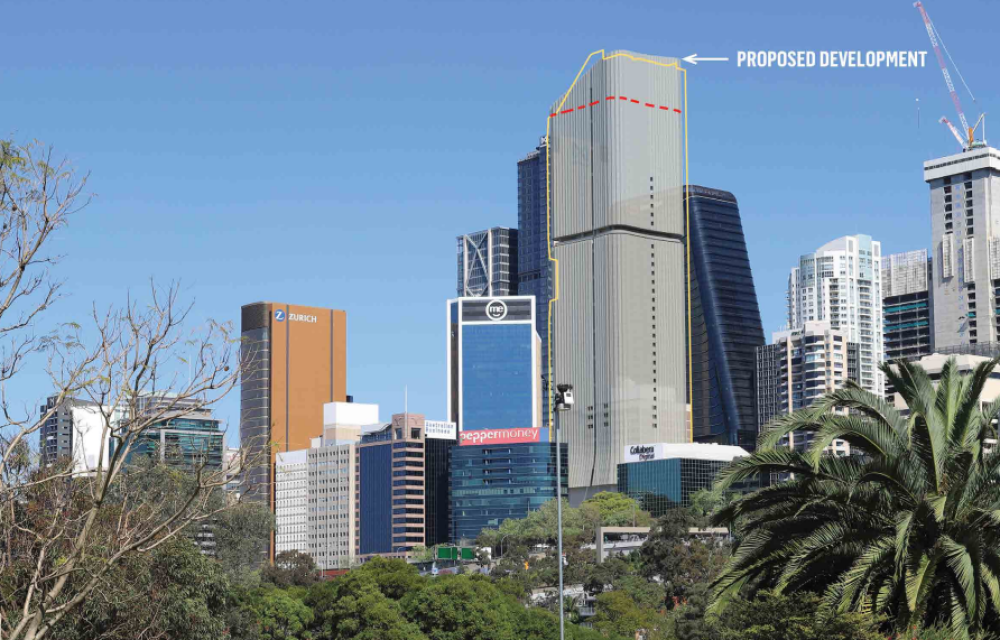 Rendering of proposed 51-storey mixed-use development in North Sydney featuring residential, hotel, retail, and basement parking facilities