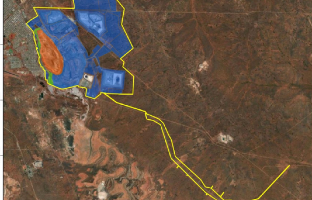 Fimiston Gold Mine operations showing pit expansion and surrounding infrastructure