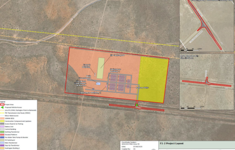 Aerial view of proposed site for a $321 million battery energy storage project in the Murray and Riverina regions of NSW