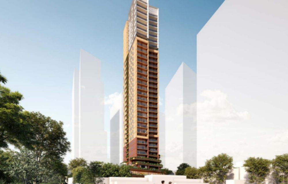 Artist impression of a newly approved mixed-use high-rise development in Sydney’s north featuring residential, retail and commercial spaces