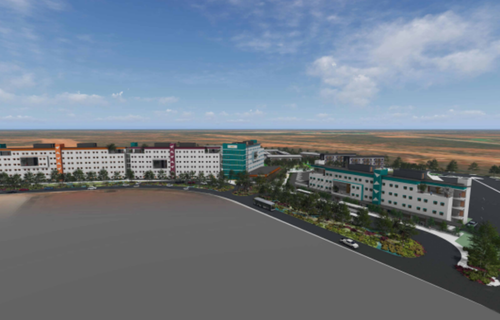 Mixed-use workforce and tourist accommodation development in South Hedland featuring 1311 rooms, communal facilities, and parking