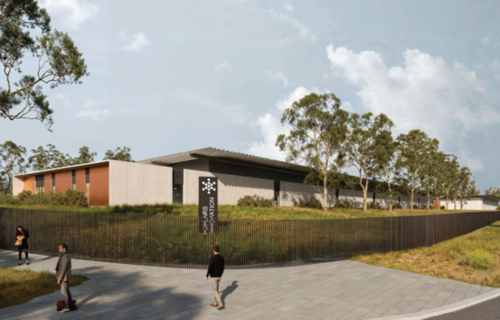 Exterior view of a new data centre planned for the NSW Southern Tablelands, featuring modern facilities and supporting infrastructure.