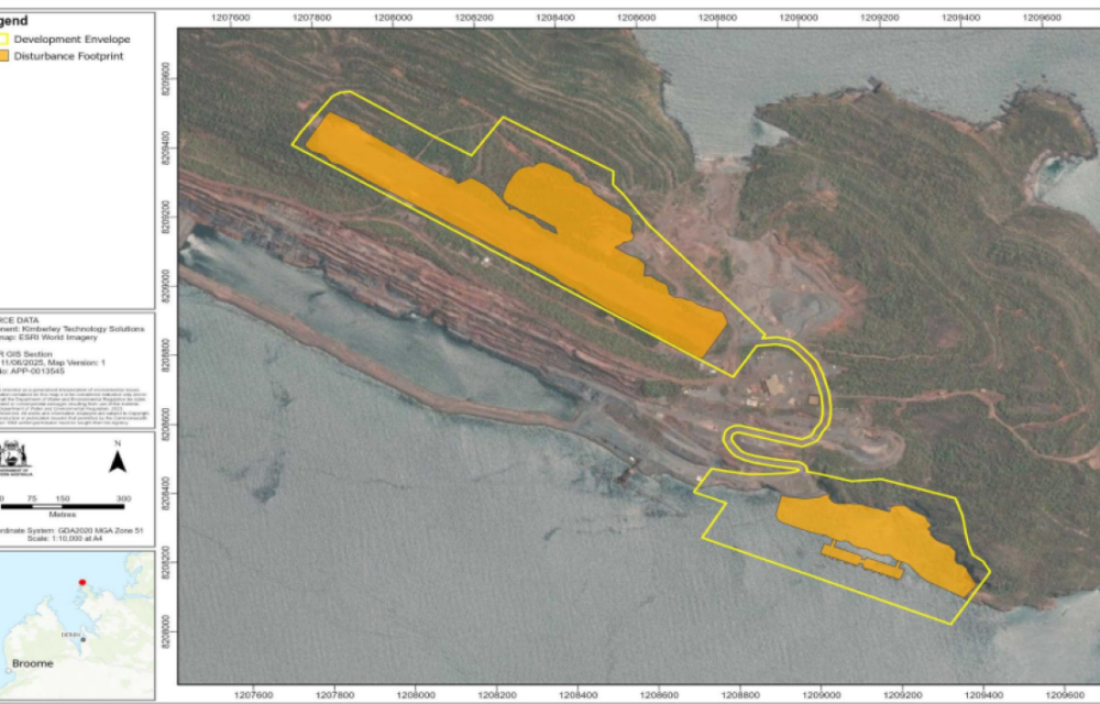 Proposed Cockatoo Island multi-user supply base in the Kimberley with upgraded airfield, helipads, hangars and deepwater port facilities.