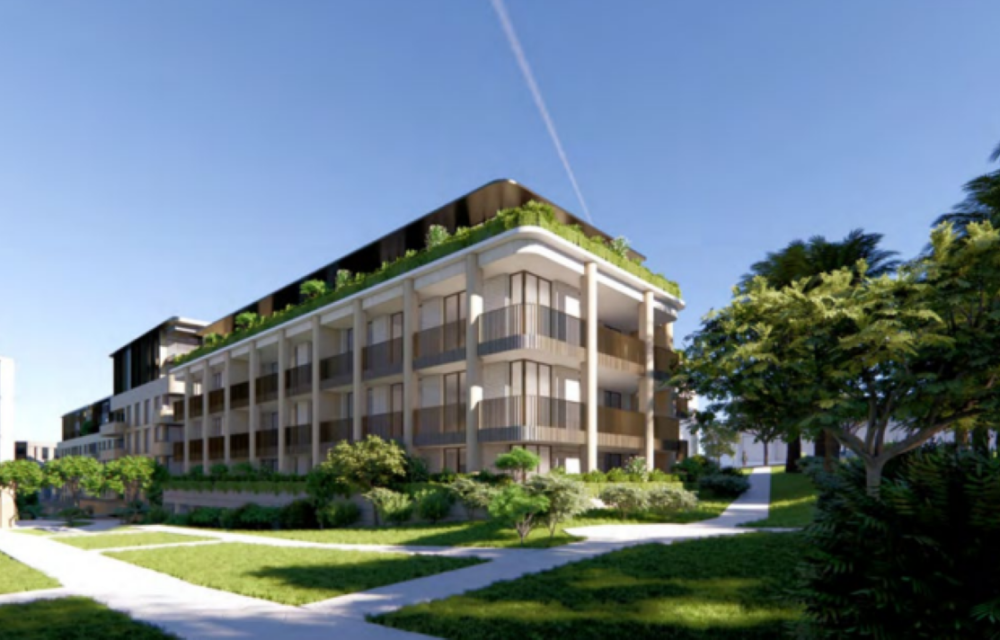 Approved aged care and independent living development within an existing hospital campus featuring residential care, community facilities and landscaped grounds.